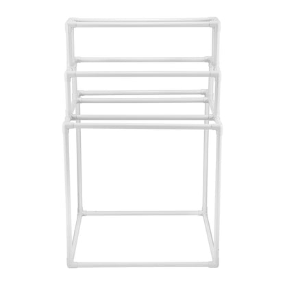Towel Rack 8-Bar Outdoor PVC Towel Holder for Poolside Spa Bathroom White