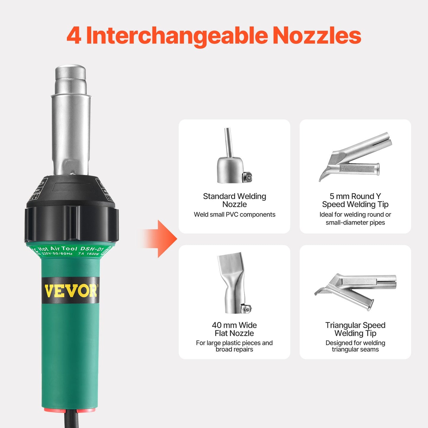 Hot Air Plastic Welder 1600W PVC TPO Vinyl Heat Gun Torch & 9 Accessories