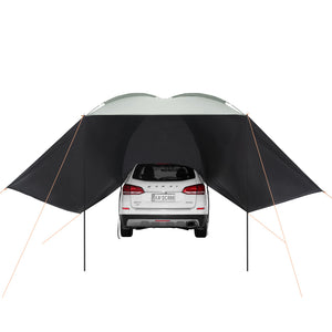 VEVOR Vehicle Awning, Large 10' x 7' Shade Coverage Car Side Awning, PU2000mm UV50+ Car Awning with Extended Side Canopies and Portable Storage Bag, Suitable for Truck, SUV, Van, Campers