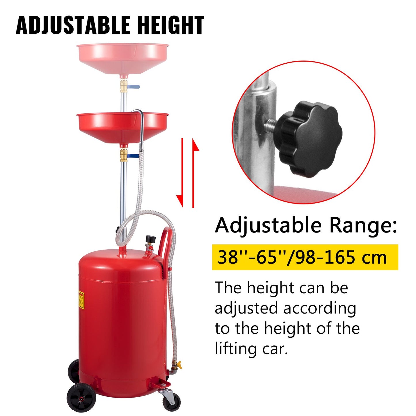 Waste Oil Drain Tank Portable Oil Drain 20 Gallon Air Operated Drainer