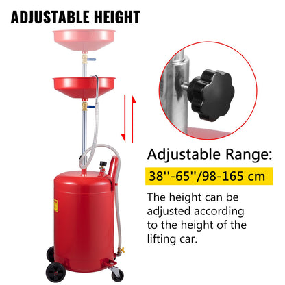 Waste Oil Drain Tank Portable Oil Drain 20 Gallon Air Operated Drainer