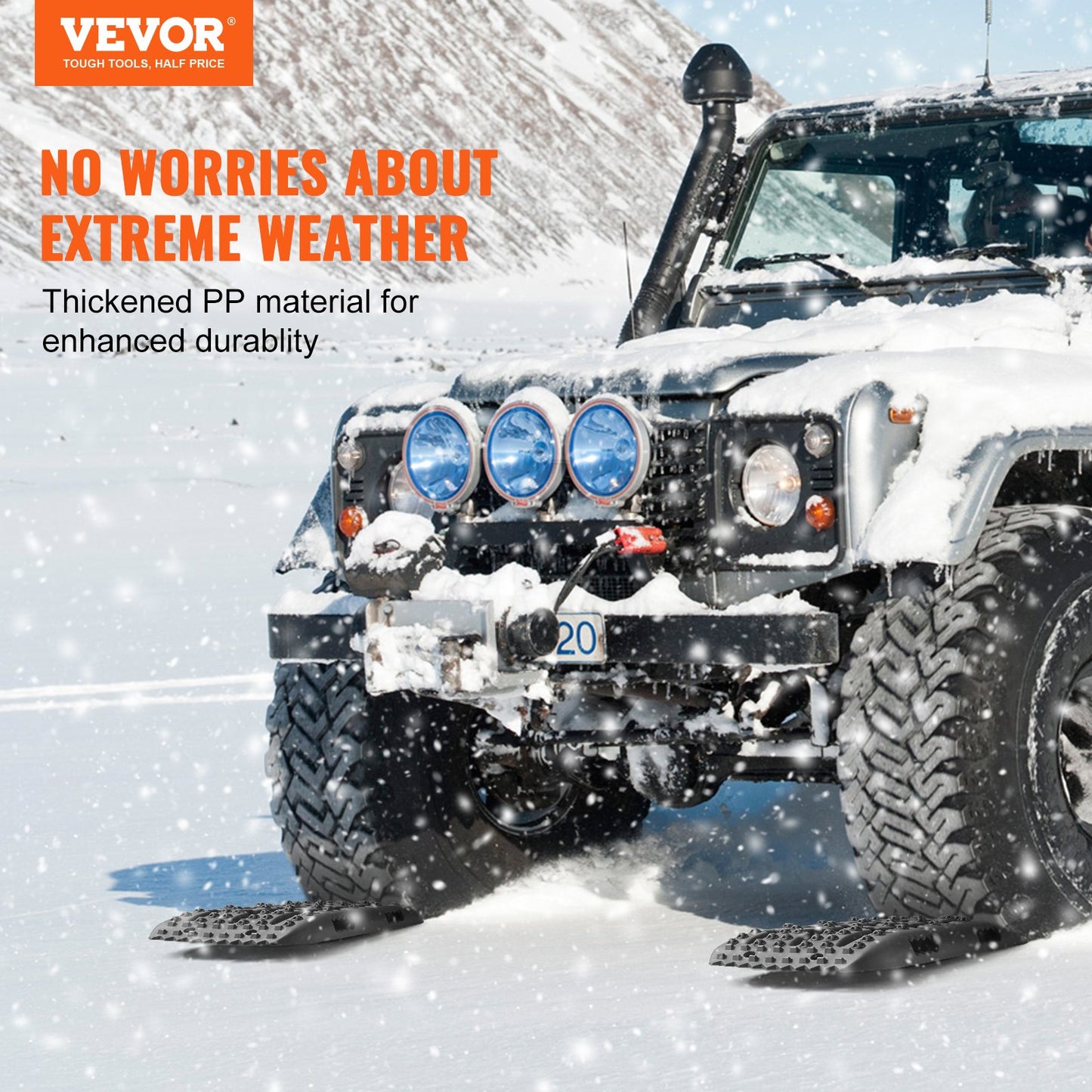 2PCS Traction Boards with PP for Mud Snow Sand Storage Bag Short Black