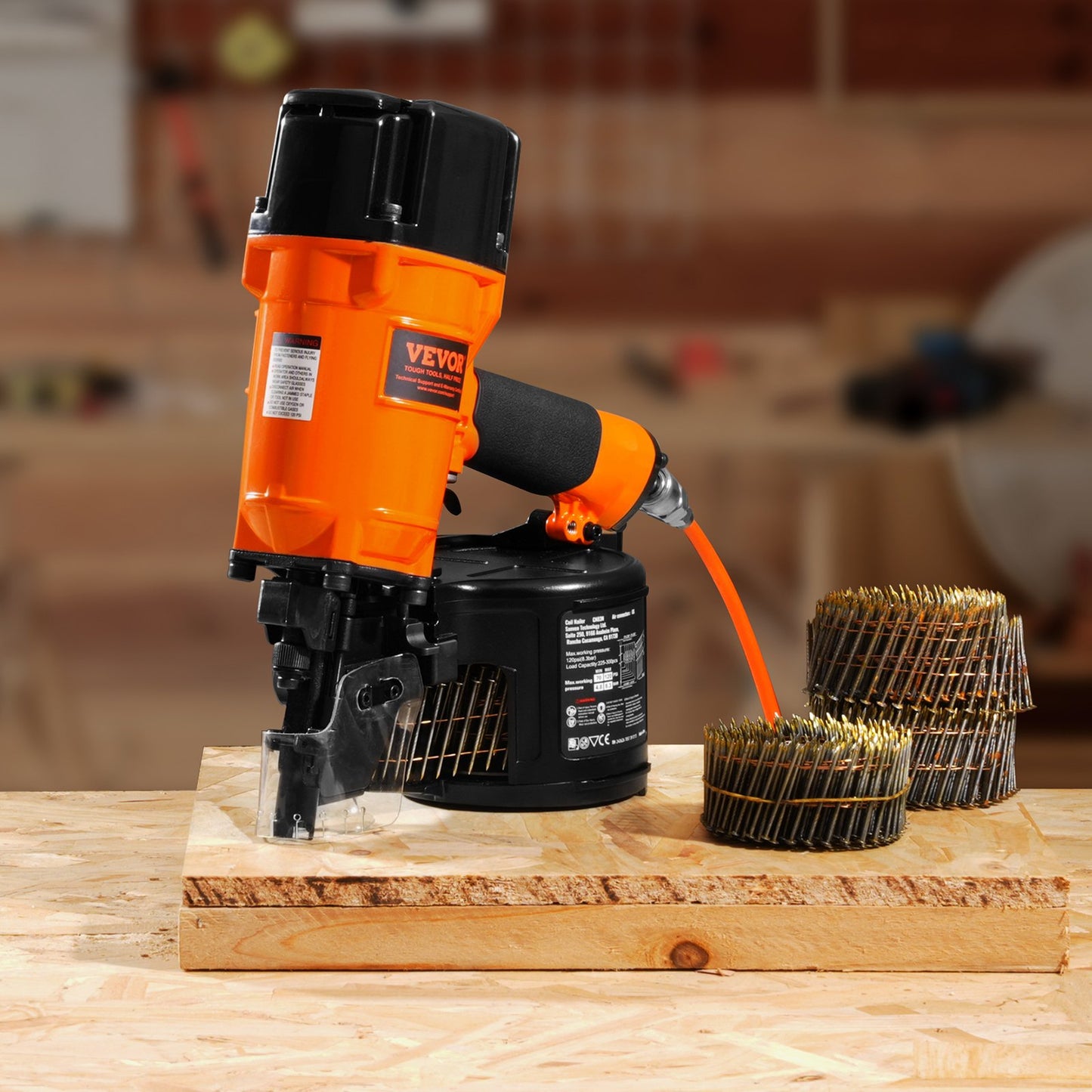 CN83N Coil Siding Nailer 50mm to 83mm 15 Degree Pneumatic Nail Gun