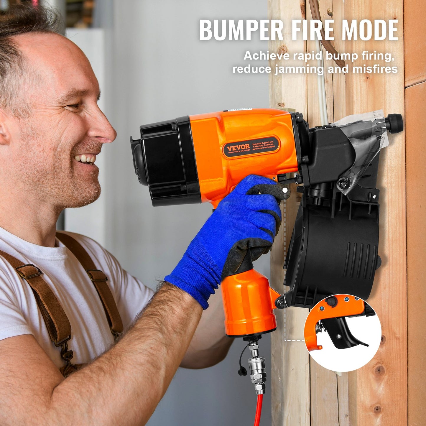 MCN90 Coil Framing Nailer 45mm to 90mm 15 Degree Pneumatic Nail Gun