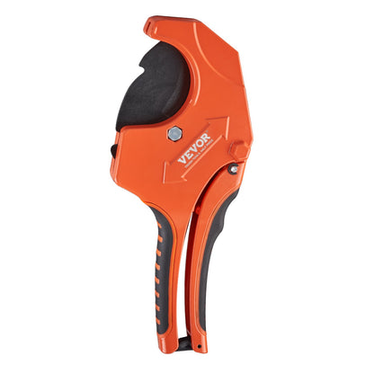 PVC Pipe Cutter, 0-2-1/2" O.D. Ratcheting PVC Pipe Cutter, Heavy Duty Tube Cutting Tool with Spare SK5 Blade for PVC, CPVC, PP-R, PEX, PE, Rubber Hoses