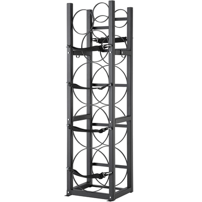 VEVOR Refrigerant Tank Rack, with 3 x 30lbs and Other 3 Small Bottle Tanks, Cylinder Tank Rack 12.79x12.99x47.12 in, Refrigerant Cylinder Rack and Holders for Freon, Gases, Oxygen, Nitrogen