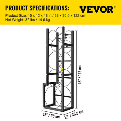 Refrigerant Tank Rack Cylinder Tank Rack w/ 1*50lb 2*30lb &3 Small Bottles