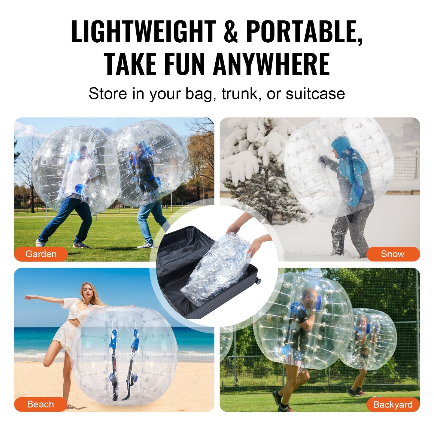 Inflatable Bumper Balls 2-Pack, 4FT/1.2M Body Sumo Zorb Balls for Teen & Adult, 0.8mm Thick PVC Human Hamster Bubble Balls for Outdoor Team Gaming Play, Bumper Bopper Toys for Garden, Yard, Park