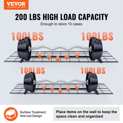 Garage Storage Shelving, 2 Pack, 48 x 12 in Heavy Duty Garage Shelves Wall Mounted, 400 lbs Load Capacity(Total) Garage Storage Rack Floating Shelves, Suitable for Shop, Shed, Garage Storage