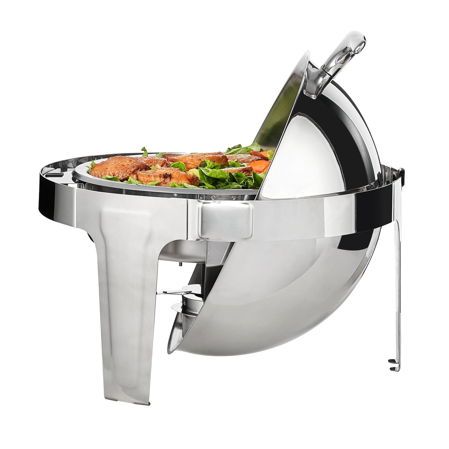 Roll Top Chafing Dish Buffet Set, 5.5L 2 Pack, Stainless Steel Chafer with 2 Full Size Pans, Round Catering Warmer Server with Lid Water Pan Stand Fuel Holder, for at Least 5 People Each