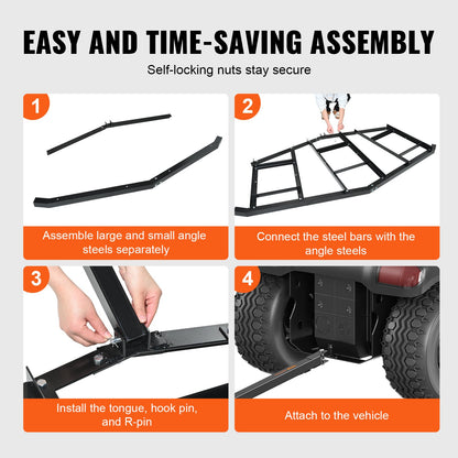 Driveway Drag, 84" Width Tow Behind Drag Harrow, Q235 Steel Driveway Grader with Adjustable Bars, Support up to 50 lbs, Driveway Tractor Harrow for ATVs, UTVs, Garden Lawn Tractors