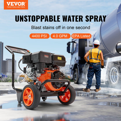 Gas Pressure Washer Gas Powered Washer 4400 PSI 4.0 GPM 390cc 5 Nozzles