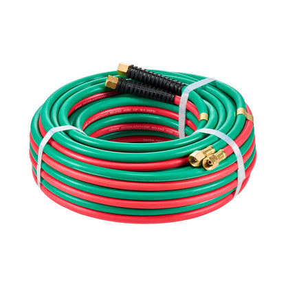 Oxygen Acetylene Hose, 1/4-Inch x 50FT Oxy Acetylene Hose with 9/16"-18 LH/RH B Fittings, R Grade Welding Torch Twin Hose with 300PSI Maximum Working Pressure for Cutting Soldering Brazing