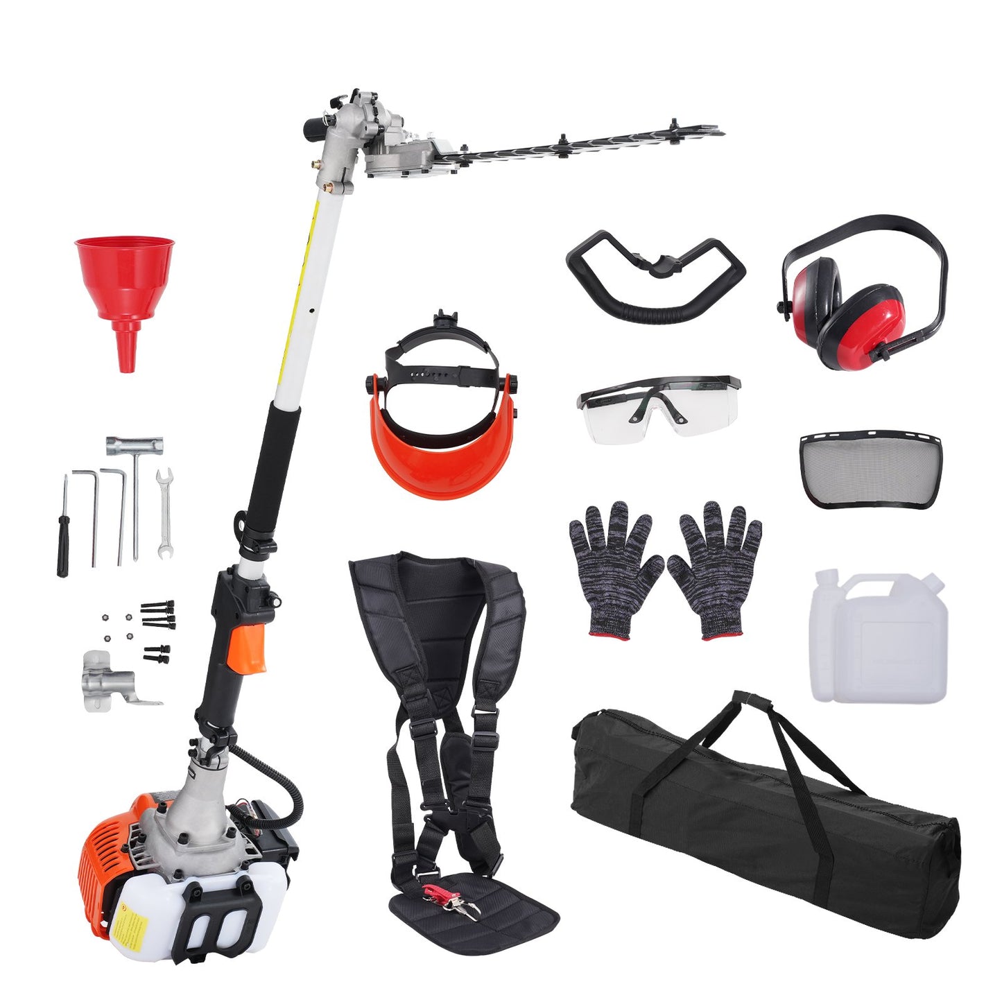15.7-inch 26CC 2 Cycle Gas Hedge Trimmer, Gas Powered Pole Hedge Trimmer with Dual Sided Dual Action Blade, Adjustable Trimmer Head, Suitable for Trimming Shrubs, Bushes