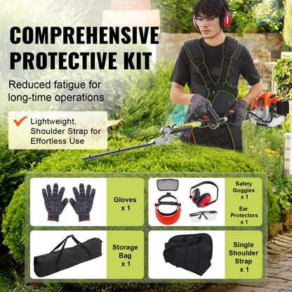 15.7-inch 26CC 2 Cycle Gas Hedge Trimmer, Gas Powered Pole Hedge Trimmer with Dual Sided Dual Action Blade, Adjustable Trimmer Head, Suitable for Trimming Shrubs, Bushes