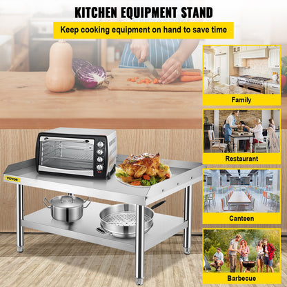 VEVOR Stainless Steel Equipment Grill Stand, 152x76x61 cm Stainless Table, Grill Stand Table with Adjustable Storage Undershelf, Equipment Stand Grill Table for Hotel, Home, Restaurant Kitchen