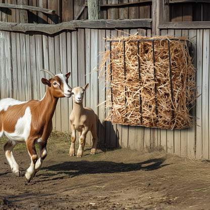 Livestock Hay Feeder 24 Gallons Wall Mounted Goat Hay Rack for Horses