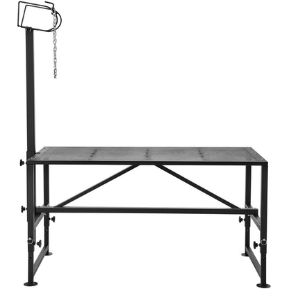VEVOR Goat & Sheep Stand, 47x23 inch Livestock Stand, Metal Livestock Milking and Shearing Stand 21" to 33" Adjustable Height, with Headpiece and Nose Loop, 500lbs Loading Weight, Black