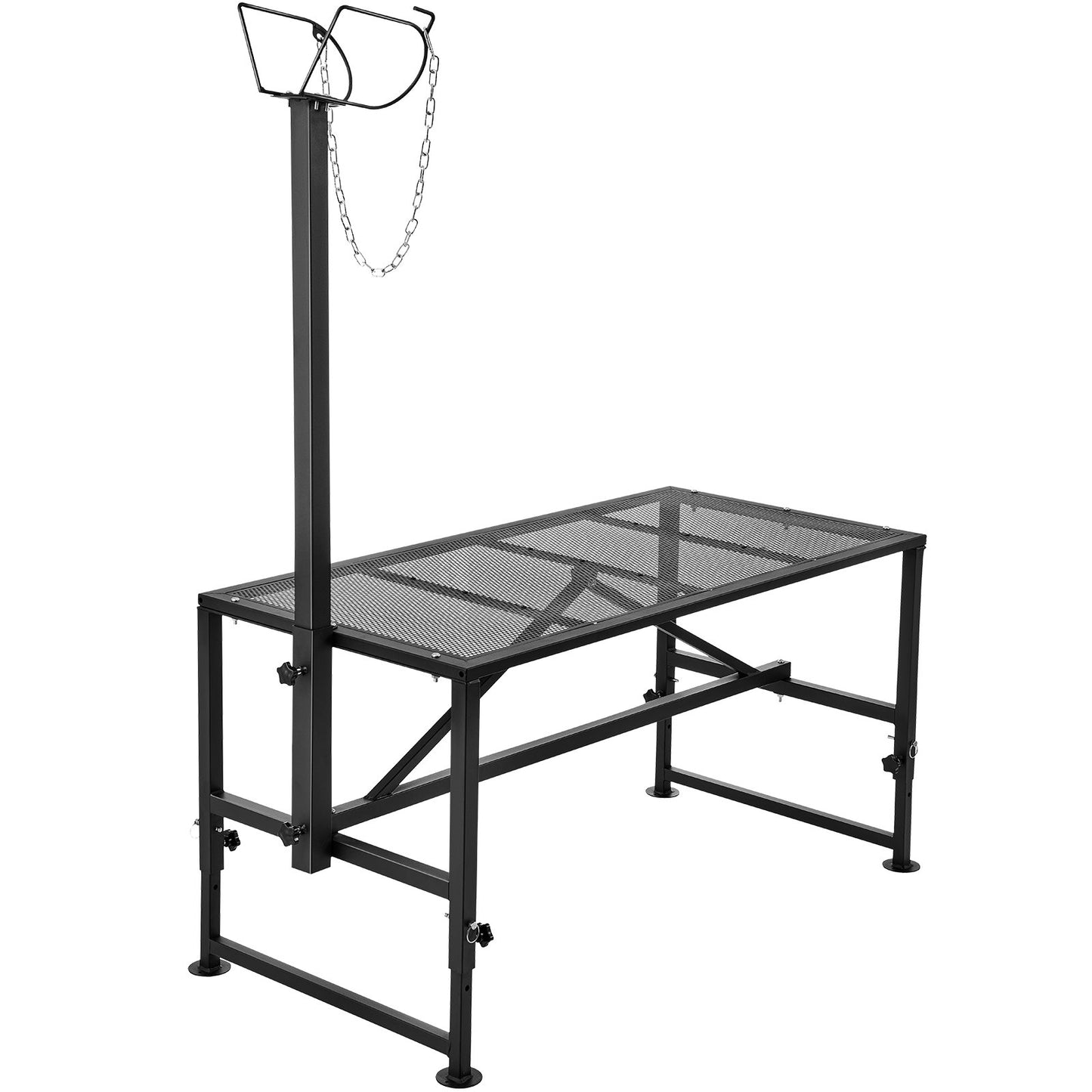 VEVOR Goat & Sheep Stand, 51x23 inch Livestock Stand, Metal Livestock Milking and Shearing Stand 21" to 33" Adjustable Height, with Headpiece and Nose Loop, 500lbs Loading Weight, Black