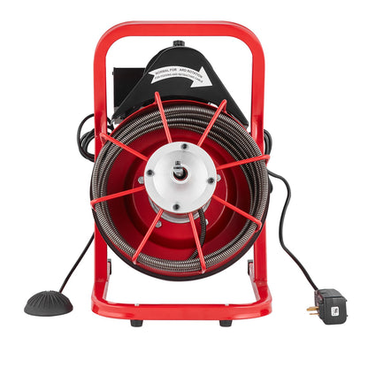 Drain Cleaner Machine Drain Auger 50FT x 3/8 Inch Manual Feed & 4 Cutters