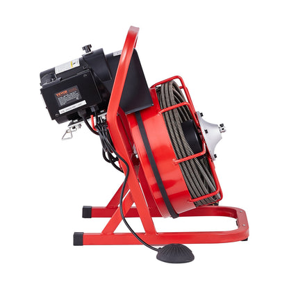 Drain Cleaner Machine Drain Auger 75FT x 3/8 Inch Manual Feed & 4 Cutters
