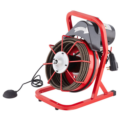 Drain Cleaner Machine Drain Auger 50FT x 1/2 Inch Manual Feed & 4 Cutters