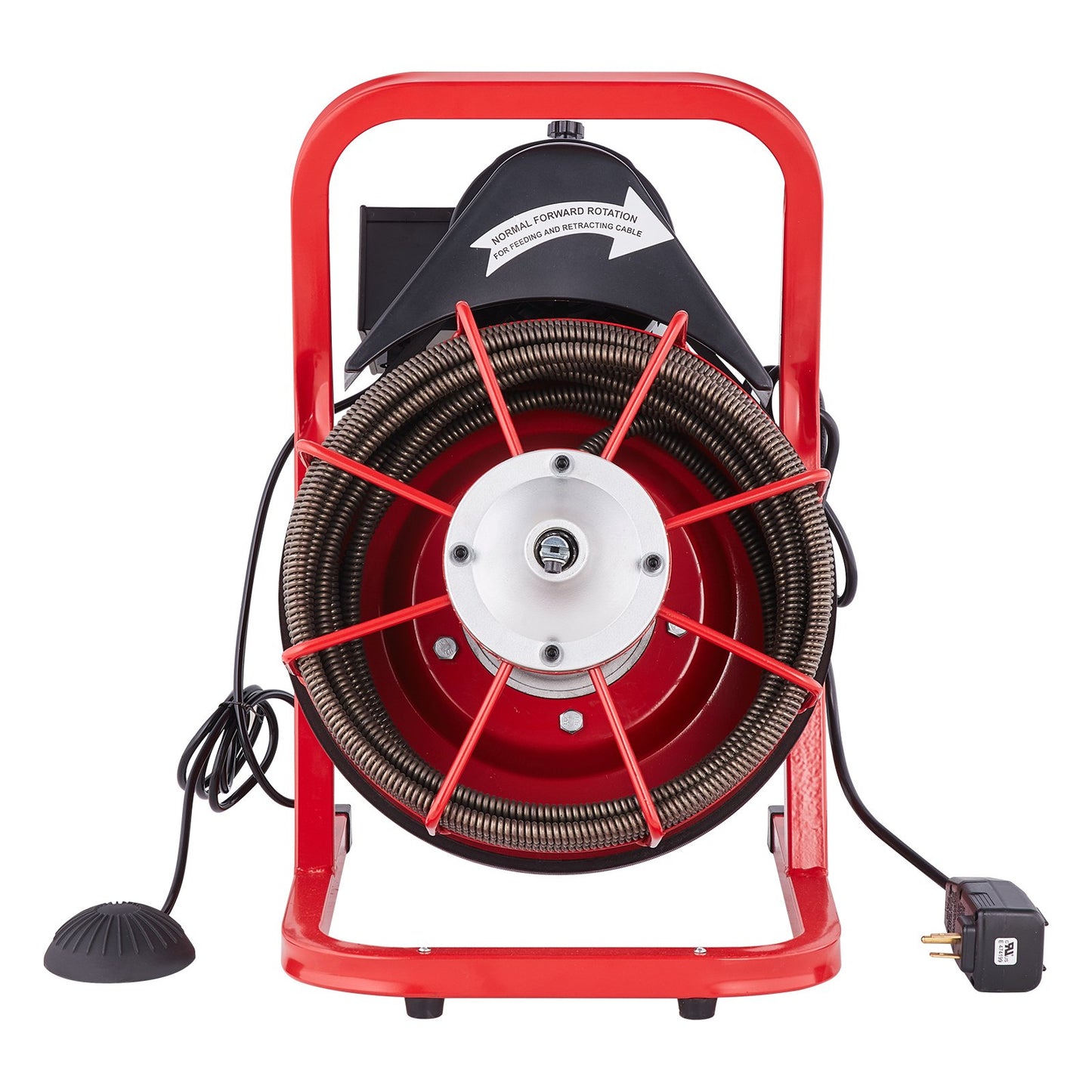Drain Cleaner Machine Drain Auger 50FT x 1/2 Inch Manual Feed & 4 Cutters