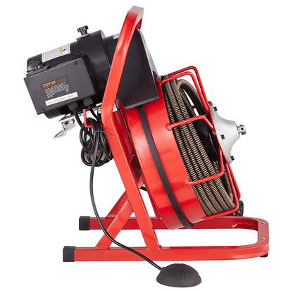 Drain Cleaner Machine Drain Auger 50FT x 1/2 Inch Manual Feed & 4 Cutters