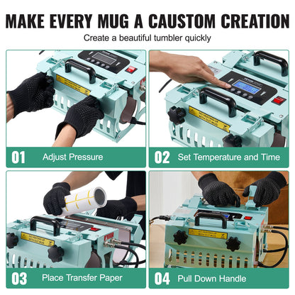 Tumbler Heat Press Machine 2 Station Heaters 11-30oz Mug Press Sublimation