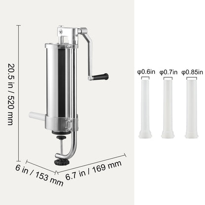 Sausage Stuffer 5LBS/3L Capacity Homemade Sausage Maker Stainless Steel