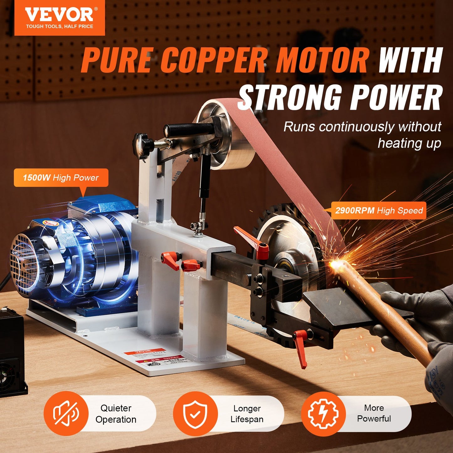 Vevor pure copper motor with strong power on a wooden surface