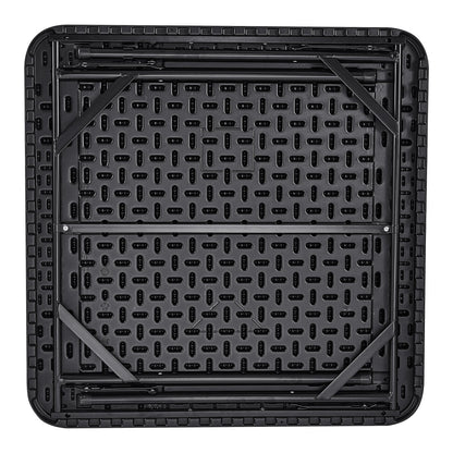 Mahjong Table, Square 4 Player Folding Card Table with 4 Cup Holders & 4 Chip Trays, Portable Domino Game Table with 1 Set of Dominoes for Mahjong Poke Puzzles, 90 x 90-inch, Black