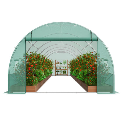 Walk-in Tunnel Greenhouse 29.2x9.7x6.5ft Galvanized Frame PE Cover Green
