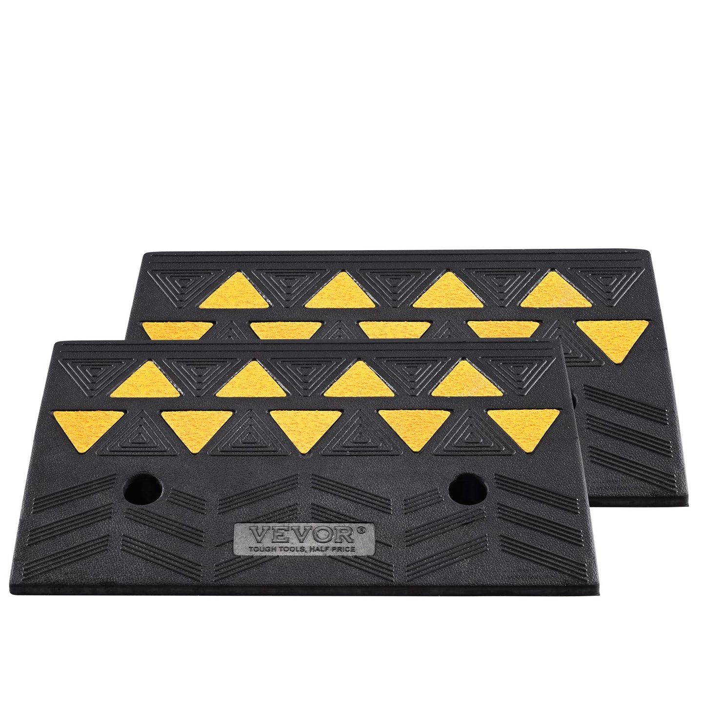 Rubber Curb Ramp 2 Pack, 12.7 cm Rise Height Heavy-Duty 15 tons Load Capacity Threshold Ramps, Driveway Ramps with Stable Grid Structure for Cars, Wheelchairs, Bikes, Motorcycles
