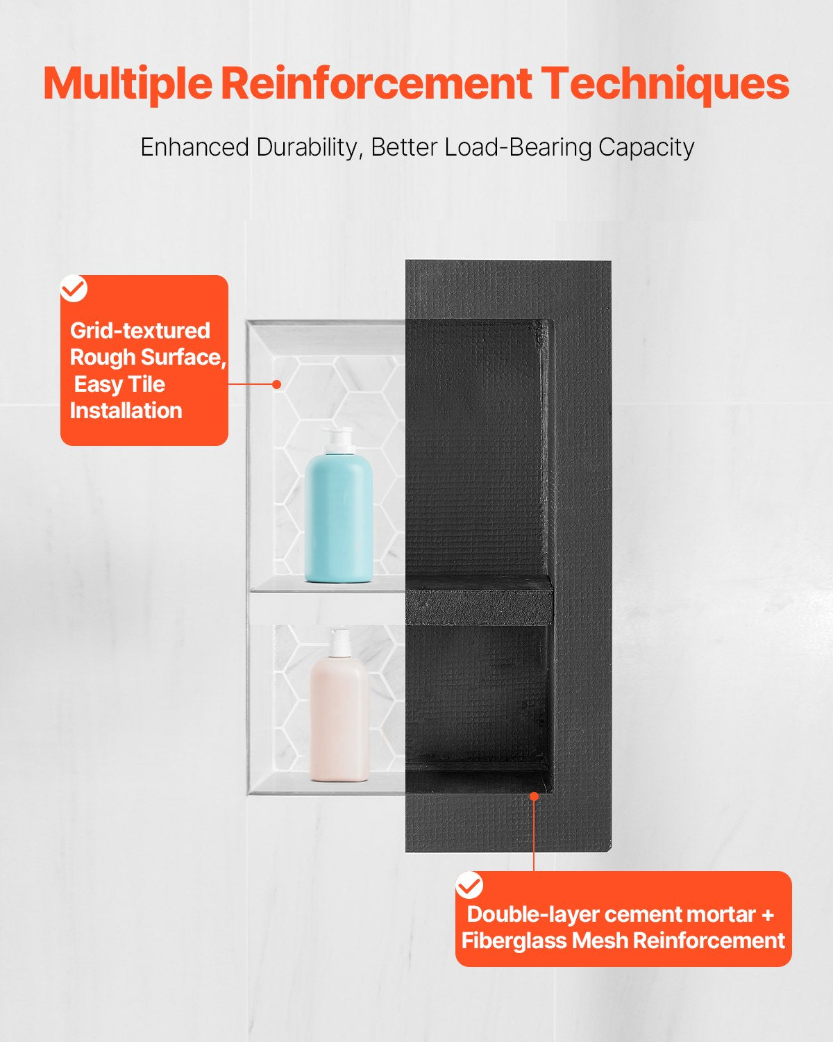 Shower Niche 40.6 x 50.8 x 10.2 cm Recessed Wall Divider Shelf Bathroom