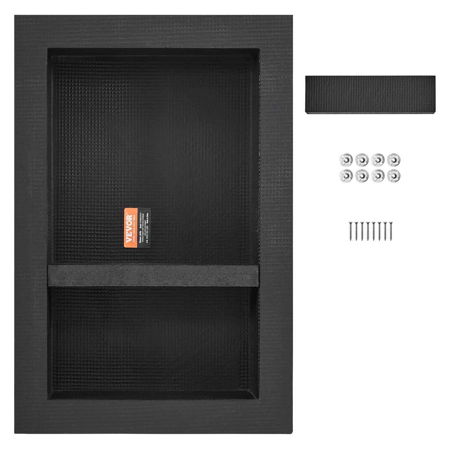 Shower Niche Ready for Tile 40.64 x 60.96 cm, 16 x 24 inch Double Shelf Organizer, Square Corners Wall-inserted Niche Recessed, Sealed Protection Modern Soap Storage Niche for Shower Bathroom, Black