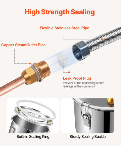 VEVOR Moonshine Still Water Alcohol Distiller 5Gal w/Thumper Keg & 8W Water Pump