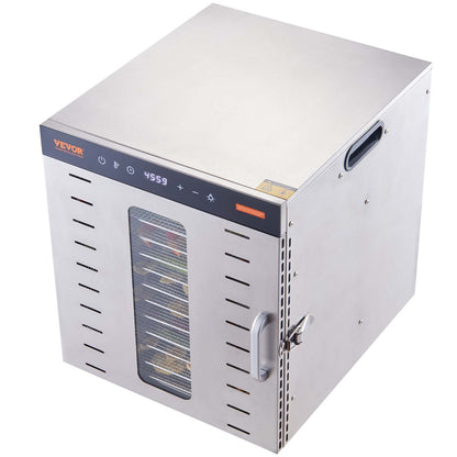 10 Trays Food Dehydrator Machine Stainless Steel 1000W Jerky Fruit Drying