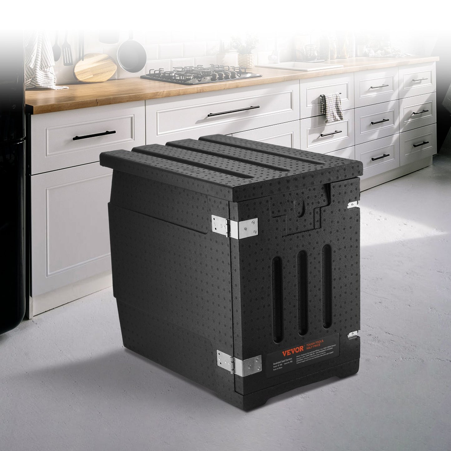 Insulated Food Pan Carrier, 90L Hot Box for Catering, LLDPE Food Box Carrier with Double Buckles, Front Loading Food Warmer for Restaurant, Canteen, etc.