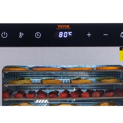 10 Trays Food Dehydrator Machine Stainless Steel 800W Jerky Fruit Drying