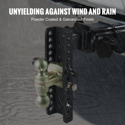 VEVOR Adjustable Trailer Hitch, 25.4 cm Drop & 21.59 cm Rise Hitch Ball Mount with 5.08 cm Receiver, Solid Tube, 6350 kgs GTW, 5.08 cm & 5.08-0.79 cm 45# Steel Tow Balls with Key Lock for Truck Towing