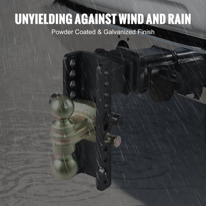 VEVOR Adjustable Trailer Hitch, 203.2 mm Drop & 165.1 mm Rise Hitch Ball Mount with 63.5 mm Receiver, Solid Tube, 6577 kg GTW, 50.8 mm & 58.7 mm 45# Steel Tow Balls with Key Lock for Truck Towing