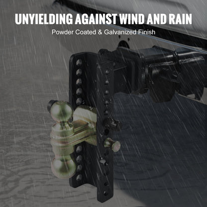 VEVOR Adjustable Trailer Hitch, 25 cm Drop & 21.59 cm Rise Hitch Ball Mount with 6.35 cm Receiver Solid Tube, 6577 kgs GTW, 5.08 cm & 5.08-0.79 cm 45# Steel Tow Balls with Key Lock for Truck Towing
