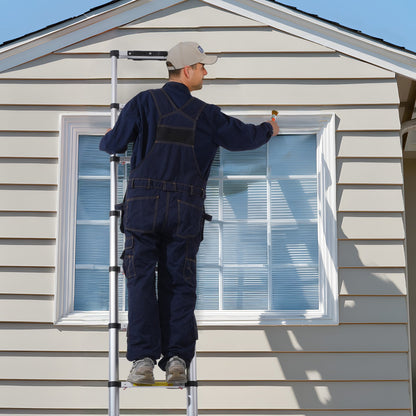 Telescoping Extension Ladder 8.5FT One-button Retraction 375 LBS Capacity