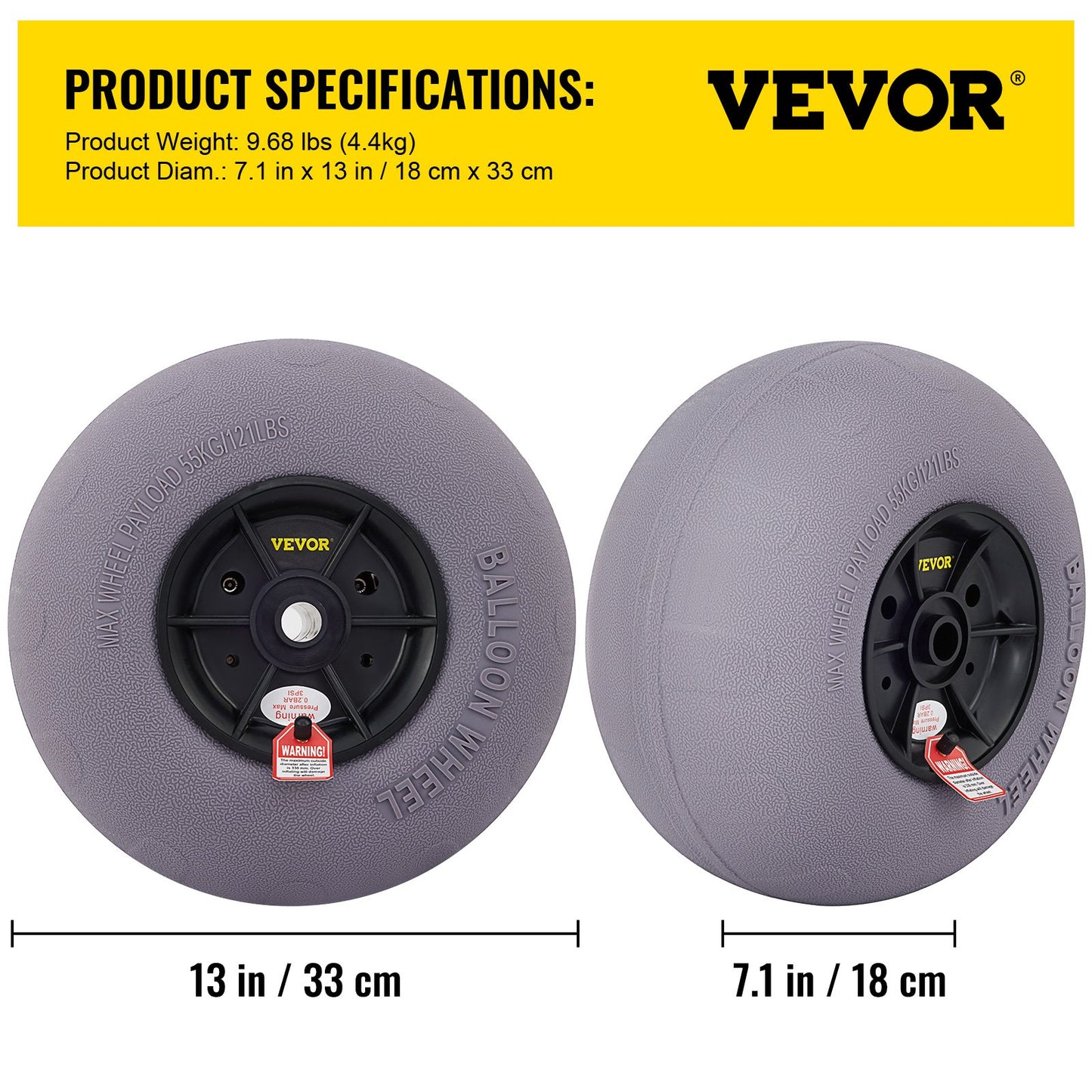 Balloon Beach Wheels Replacement Beach Tires 13" TPU 121 LBS Load Capacity