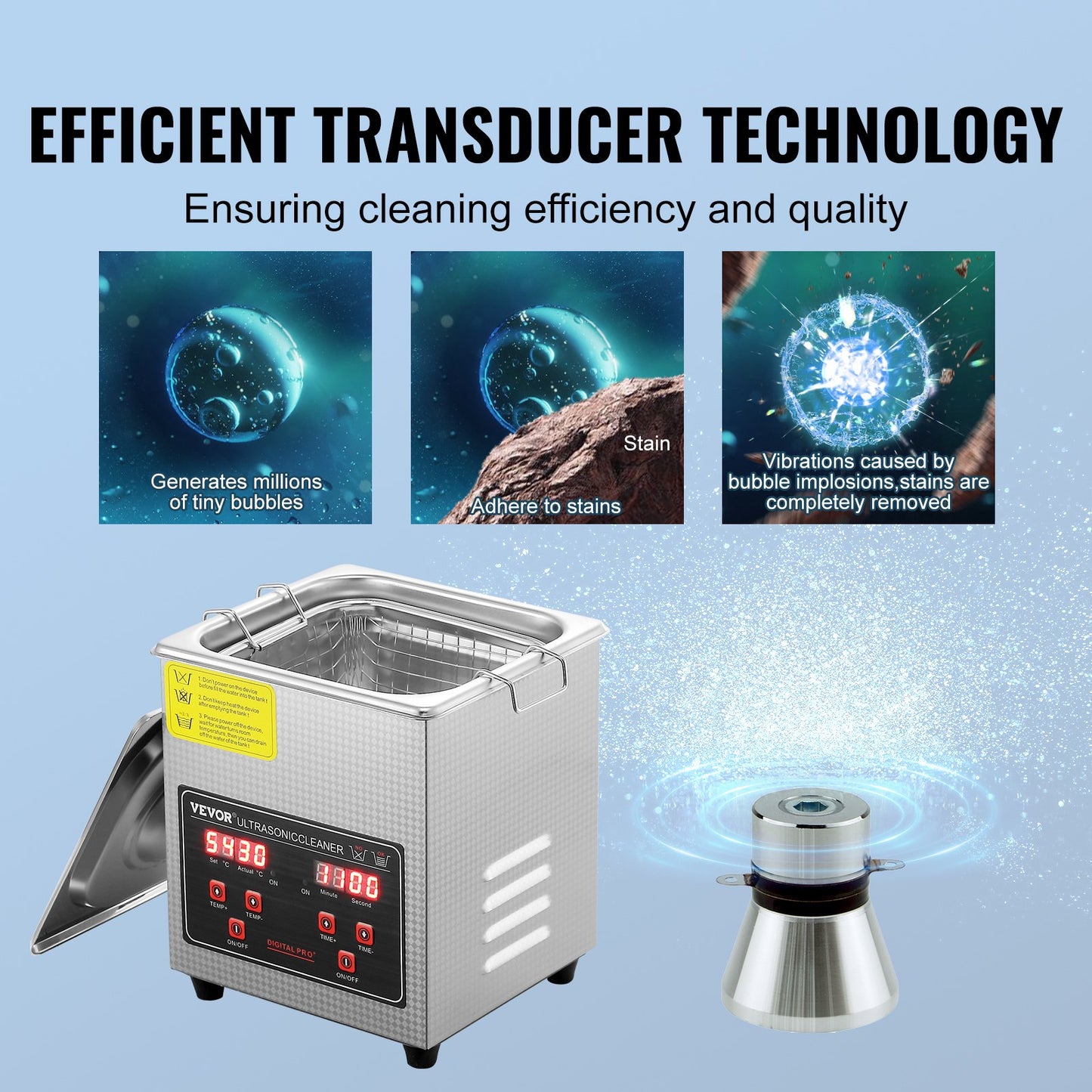 Ultrasonic Cleaner with Digital Timer & Heater, Professional Ultra Sonic Jewelry Cleaner, Stainless Steel Heated Cleaning Machine for Glasses Watch Rings Small Parts Circuit Board (2L)