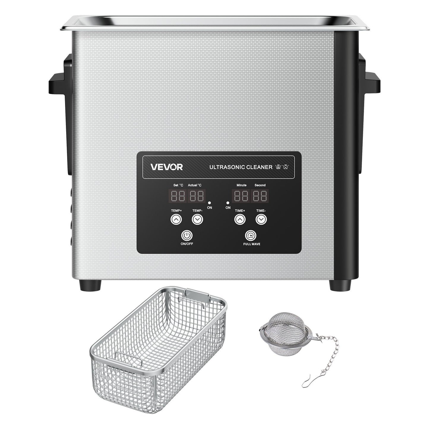 6L Ultrasonic Cleaner, Professional Ultrasonic Cleaner Machine with Cleaning Basket & Digital Display, 120W Stainless Steel 40kHz Cleaning Machine for Watches, Razors, Jewelry, Coins and More