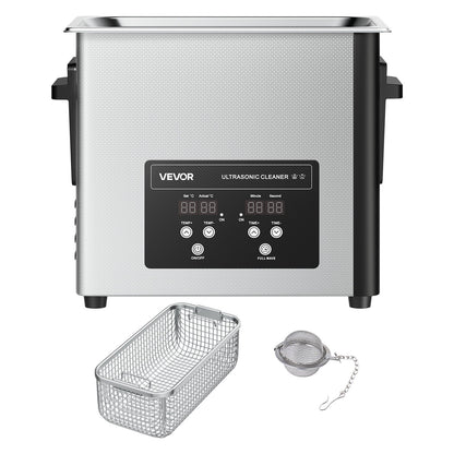 6L Ultrasonic Cleaner, Professional Ultrasonic Cleaner Machine with Cleaning Basket & Digital Display, 120W Stainless Steel 40kHz Cleaning Machine for Watches, Razors, Jewelry, Coins and More