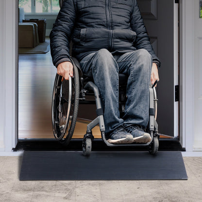 4 cm Rise Cuttable Threshold Ramp for Sweeping Robot, 90 cm Wide Natural Rubber Wheelchair Ramp, Non-Slip Solid Rubber Ramp with Double-Sided Tape for Doorways, Driveways, Bathroom, Smooth Tile