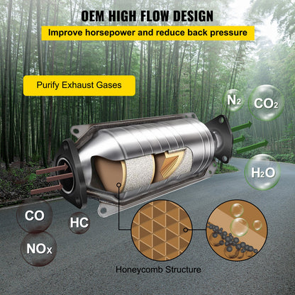 VEVOR Catalytic Converter Compatible with 1998-2002 Honda Accord 2.3L, Direct-Fit High Flow Series Cat Converter, Stainless Steel Exhaust Converter Pipe with Flange Design & Gasket (OBD III Compliant)